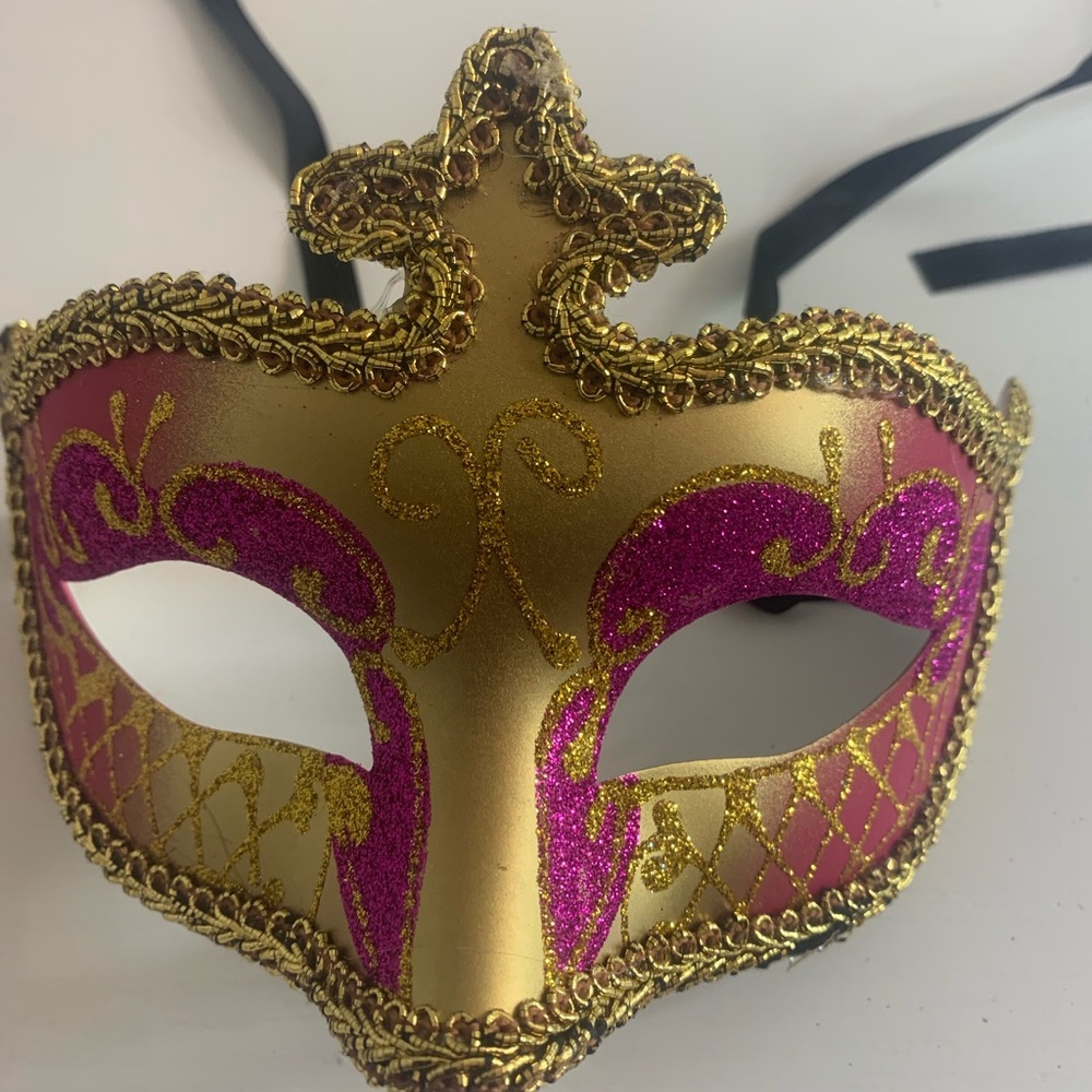 Gold and Pink Masquerade Mask from Venice Italy